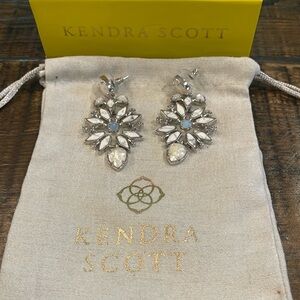 Kendra Scott silver with white stone earrings